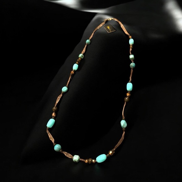 Cookie Lee Jewelry - Necklace Turquoise Colored Beads And Ribbon Approx 34” In Length NWT Cookie Lee